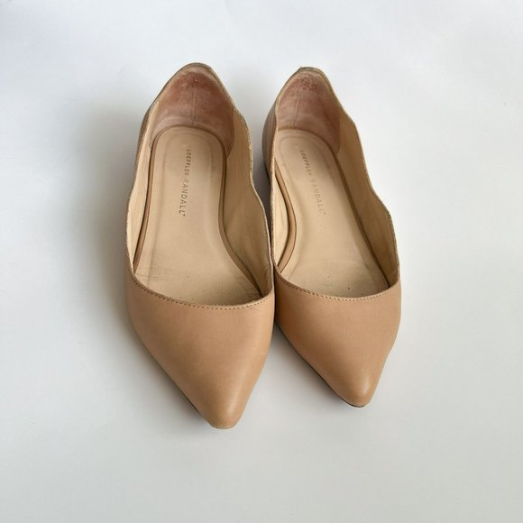 Loeffler Randall Milla Nude Scallop Pointed Toe Leather Flats - Picture 9 of 9